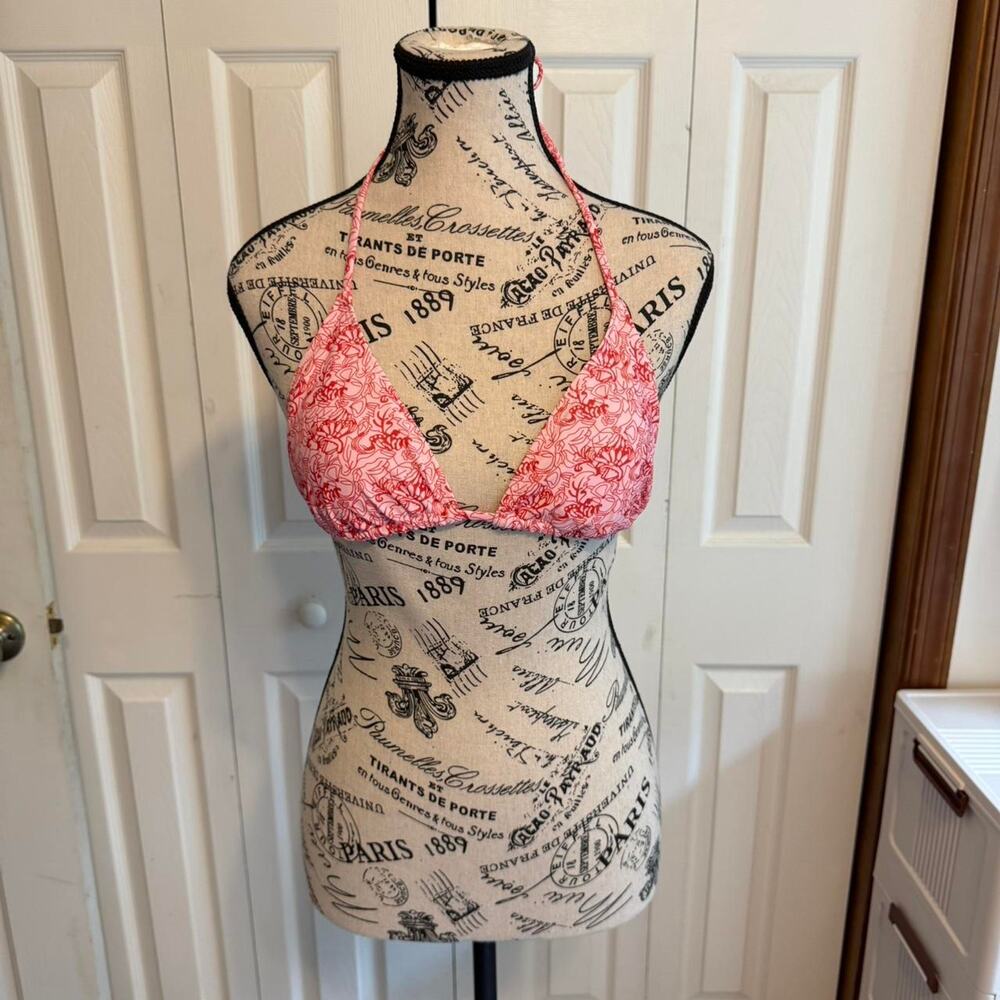 Pink bikini love top triangle